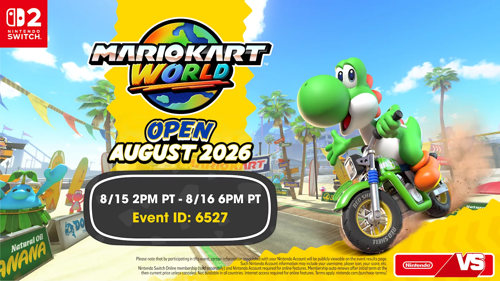 The summer fun continues in the Mario Kart World Open August 2026 event