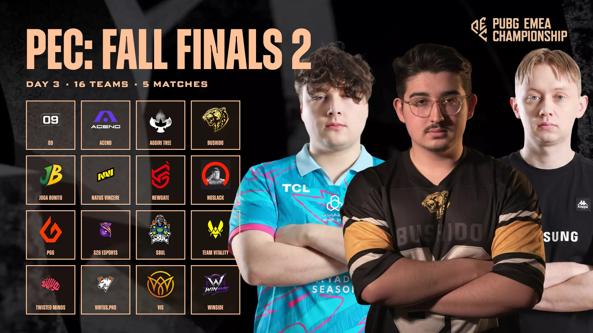Day 3 of PEC and PAS2 Finals in PUBG: BATTLEGROUNDS is LIVE
