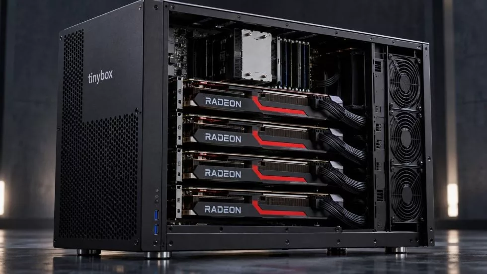 Tinybox with four Radeon RX 9070 XT: $11,000 for Deep Learning without Pro GPUs